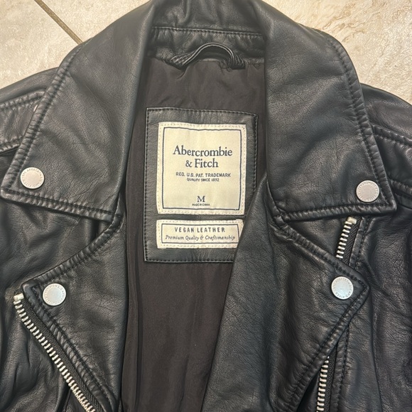 Abercrombie & Fitch Black Leather Jacket - Picture 2 of 4